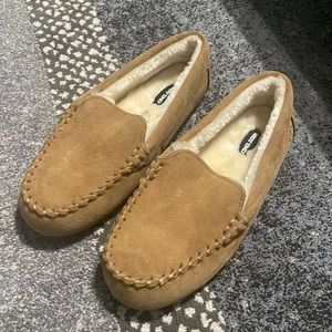Lands’ End Boys’ Tan Moccasin Slippers - Size 6